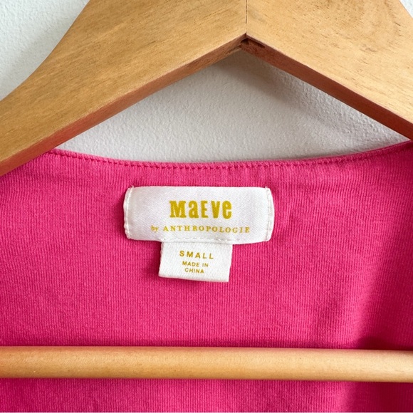 ANTHROPOLOGIE • Maeve Puff-Sleeve Wrap Top in Pink - Picture 4 of 10